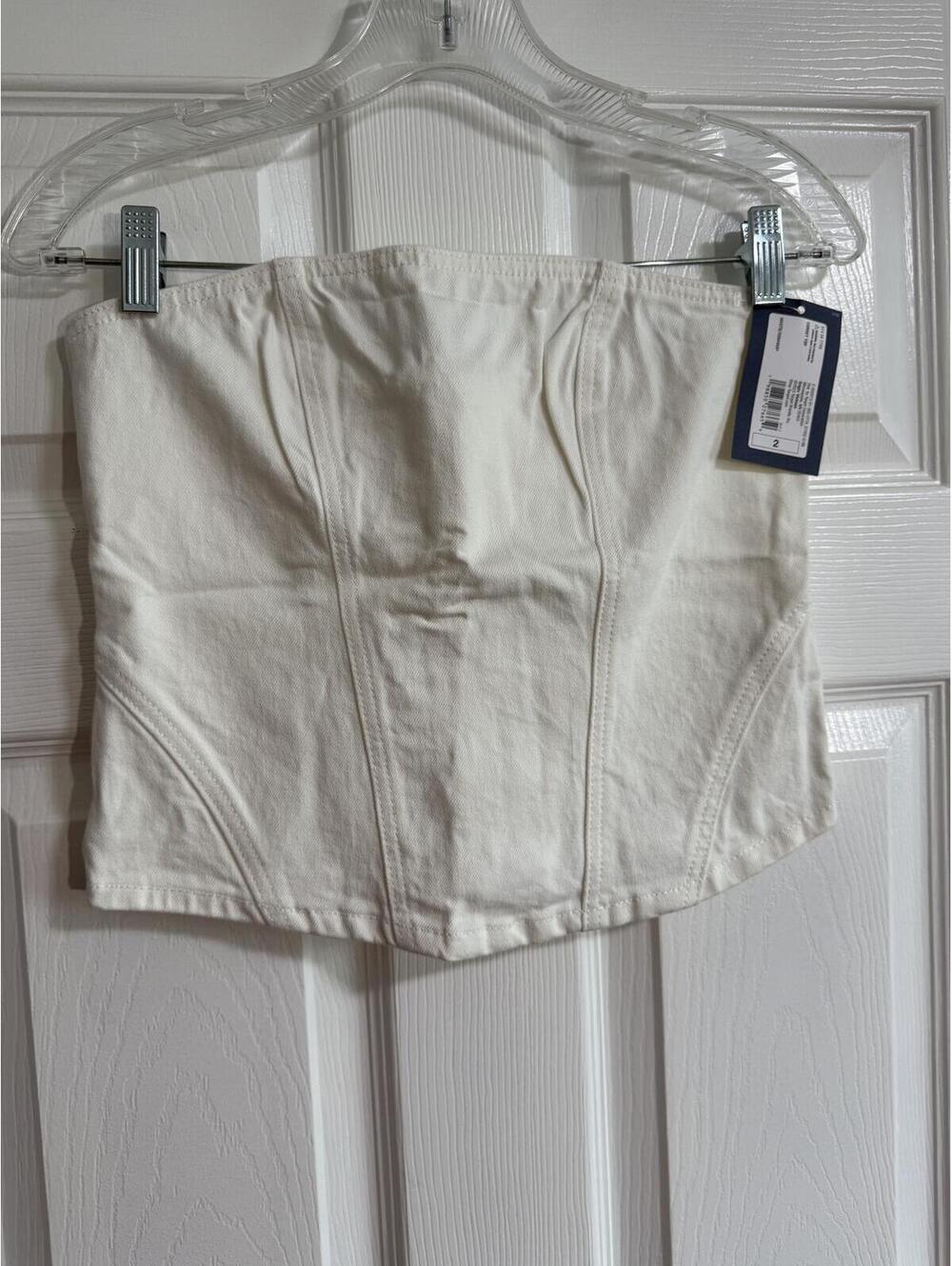 Universal Thread White Denim Corset Top – Back Zip, Size 2, NWT